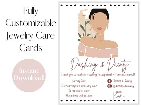 Jewelry Care Card Polymer Clay Jewelry Care Card Editable Etsy