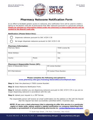 Fillable Online Pharmacy Ohio Pharmacy Naloxone Notification Form Fax