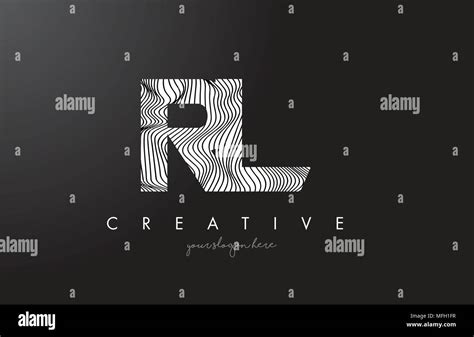 RL R L Letter Logo With Zebra Lines Texture Design Vector Illustration