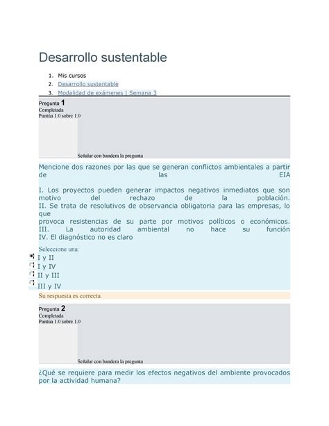 Exam Semana Desarrollo Sustentable Desarrollo Sustentable Mis