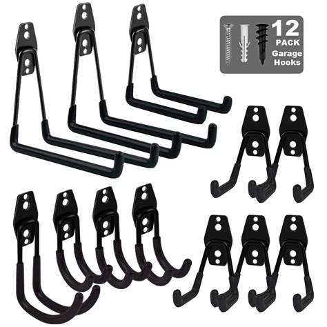 Garage Hooks, 12 Pack Heavy Duty Garage Storage Hooks Steel Tool ...