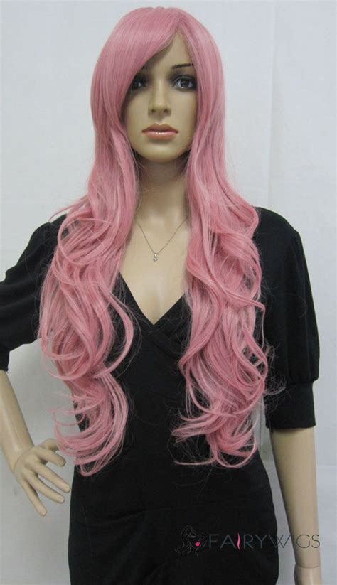 Capless Long Synthetic Hair Pink Wavy Cheap Costume Wigs Costume Wigs