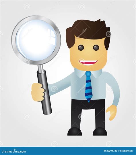 Business Man With Magnifying Glass Stock Vector Illustration Of