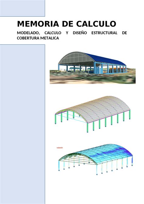 Memoria De Calculo Estructural Cobertura Metalica Guías Proyectos Investigaciones De Calculo