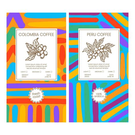 Coffee Packaging Abstract Simple Style Vintage Template Set