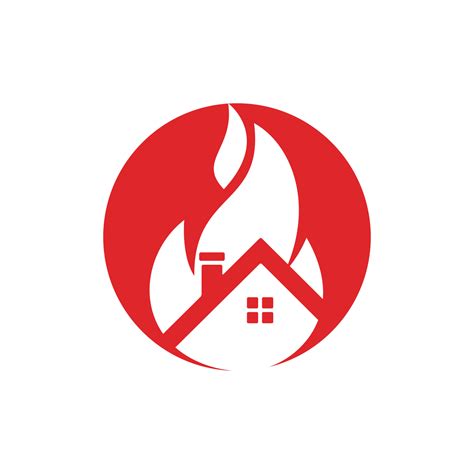 House fire vector logo design template. Preventing fire or fire alarm ...