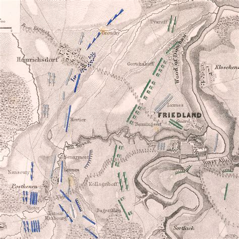 Vintage Map of the Battle of Friedland, 1807 by Ted's Vintage Art