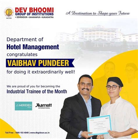 Industrial Training With One Of The Most Prestigious Hotel Chains In