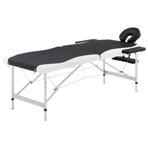 Pal Table De Massage Pliable 2 Zones Aluminium Noir Et Blanc Pal110228