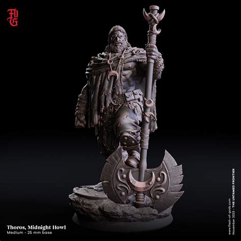 Greataxe Barbarian Miniature Flesh of Gods Human Berserker Model ...