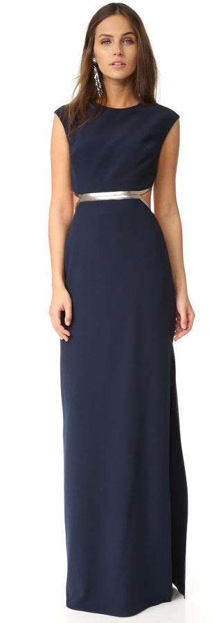 Halston Gown With Metallic Detail Gowns Designer Dresses Cutout Gown