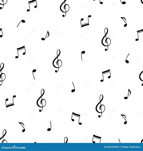 Music Note Doodle Drawn Pattern Stock Vector Illustration Of Black