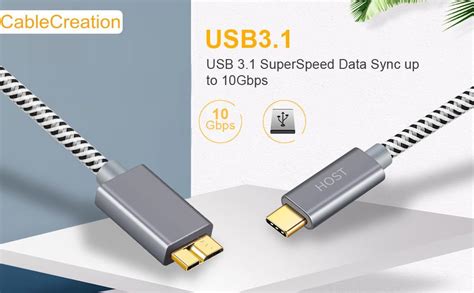 Cablecreation Usb C To Micro B 3 0 Gen 2 10G 1Ft Usb 3 1 Type C