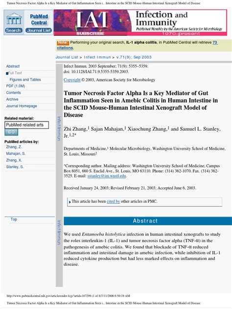 TNF Alpha Is A Key Mediator of Gut Inflammation Seen in Amebic Colitis ...