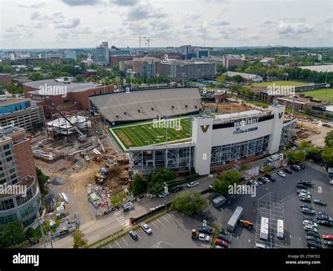 Aerial View Of First Bank Stadium On Vanderbilt University Campus Located In Nashville Tennessee