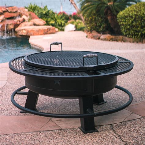 36 Inch Round Steel Wood Burning Fire Pit Table In Black By Old Country