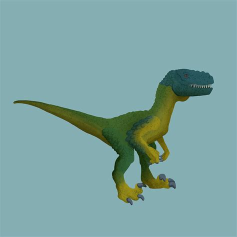 Blue Velociraptor Poster cute Painting by Will Taylor | Fine Art America