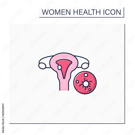 Vecteur Stock Uterine Cancer Color Icon Reproductive System Disease