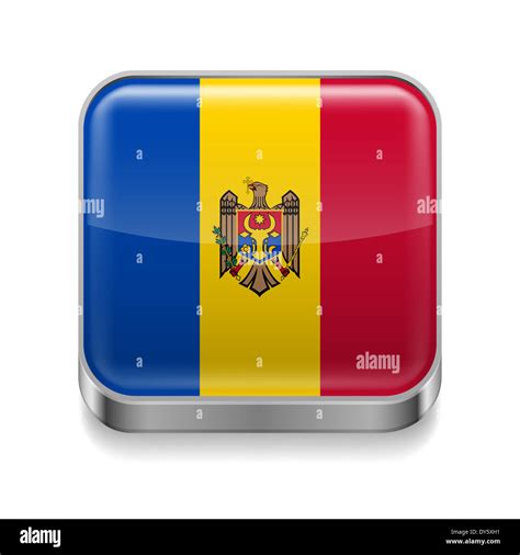 Metal square icon with Moldovan flag colors Stock Photo - Alamy