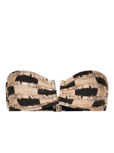 Lenny Niemeyer Trompe L Oeil Print Bandeau Bikini Top Black FARFETCH UK