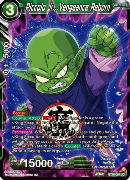 Piccolo Jr Vengeance Reborn BT18 084 Dawn Of The Z Legends Foil