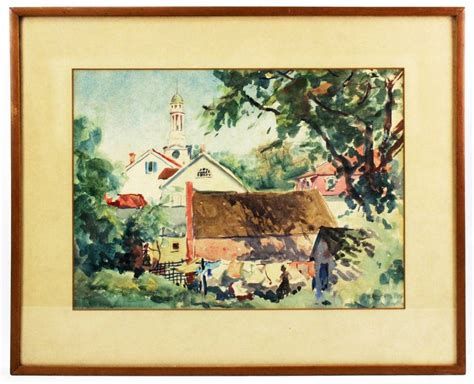 Village Scene, Watercolor Auction