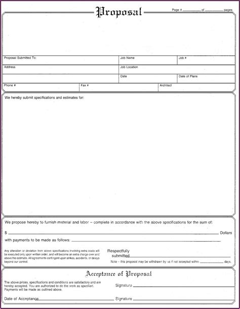 Construction Bid Proposal Template Word Free Form Resume Examples