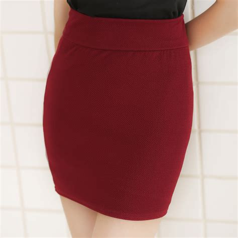 Summer Candy Color Elastic Cotton Sexy Mini High Waisted Sexy Pencil Skirts Outfit Saia Borla