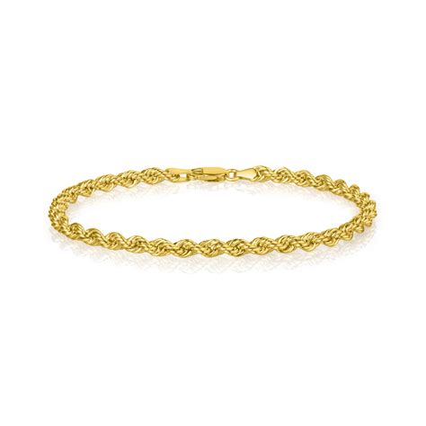 18ct Yellow Gold Rope Link Bracelet Pravins