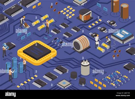 Semiconductor Element Production Isometric Composition With