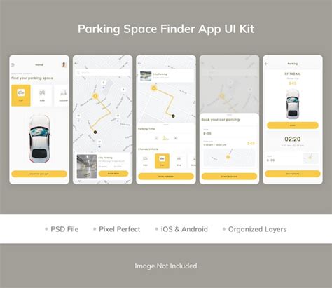 Premium PSD Parking Space Finder App Ui Kit