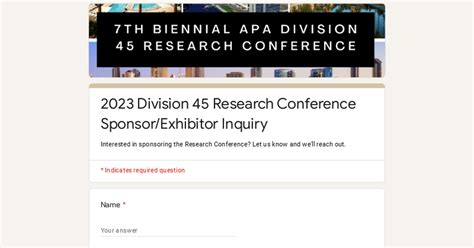 Division Research Conference Sponsor Exhibitor Inquiry