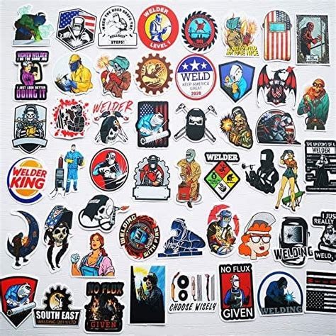 50Pcs Welder Stickers Funny Welding Helmet Stickers Hard Hat Safety ...