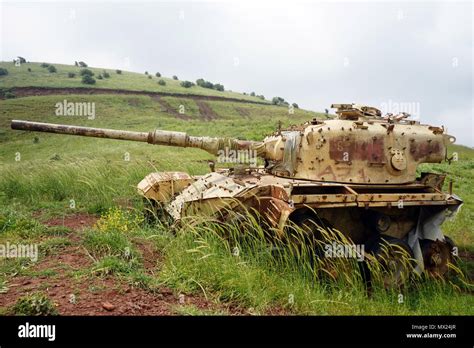 Tank on the battle field in Golan Heights in Israel Stock Photo - Alamy