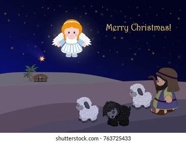 Nativity Scene Angel Announce Birth Jesus Stock Vector (Royalty Free) 763725433 | Shutterstock