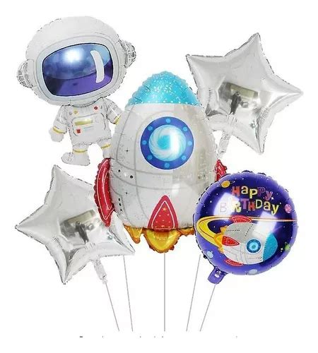 Set De Globos Metalicos Astronauta Y Cohete Decoraciones Cuotas