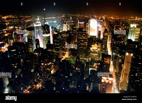 Aerial view of New York City at night Stock Photo - Alamy