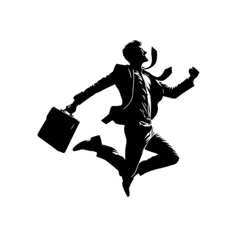 Premium Vector Business Man Jumping Pose Silhouette Vector