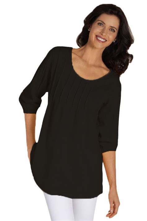 Black Tunic Top In Tunic Tops Quarter Sleeve Tops Black Tunic Tops