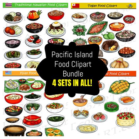 Pacific Island Food Clipart Bundle #1 – Get 4 Sets in all! - Clipart 4