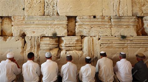 Premium Photo | Men praying at the Western Wall in Jerusalem The ...