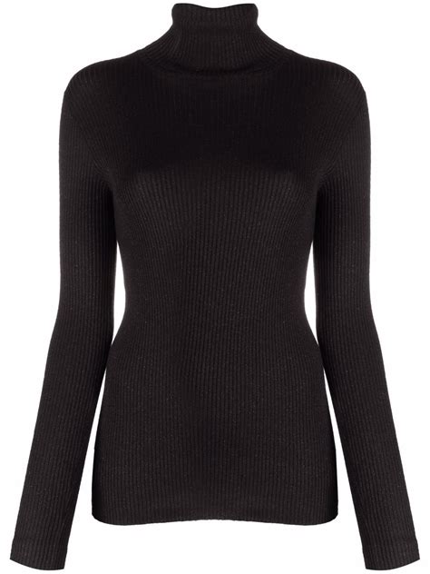 Brunello Cucinelli Roll Neck Cashmere Blend Jumper Black Farfetch Uk