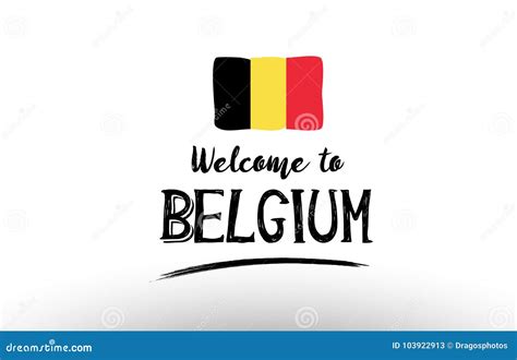 Welcome To Belgium Country Flag Logo Card Banner Design Poster Stock