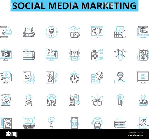 Social Media Marketing Linear Icons Set Engagement Branding Viral