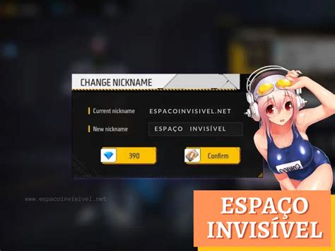 Espaço invisível no Free Fire veja como fazer para editar o nick no