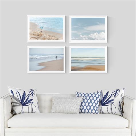 Set Of 4 Beach Wall Art Prints Coastal Photography Decor Etsy