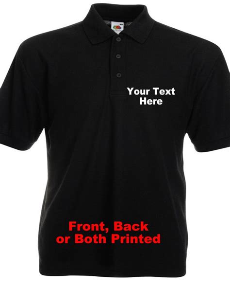 Custom Printed Polo Shirt Personalised Work Wear Front Back Or Both