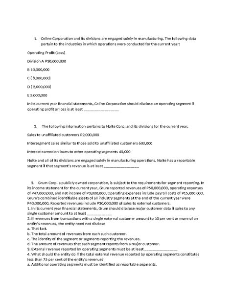 Operating Segment - Celine Corporation and its divisions are engaged