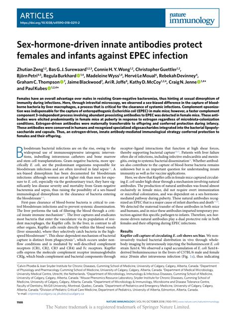 Sex Hormone Driven Innate Antibodies Protect Females And Infants Against Epec Infection