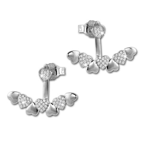 Silberdream Ohrstecker Dangle Ear Cuff Herzen Wei Silber Ohrringe